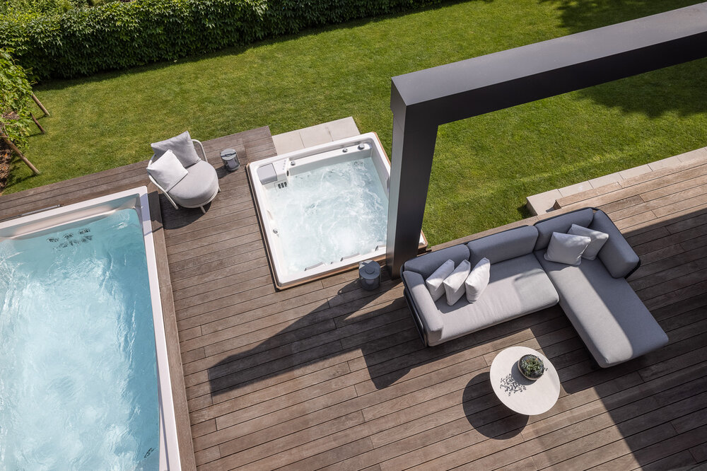 Designer home inspiration with premium whirlpool and all-season swim spa by USSPA.