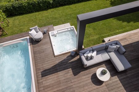 Designer home inspiration with premium whirlpool and all-season swim spa by USSPA.