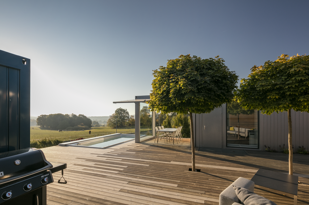 USSPA swim spa in a modern family home garden – premium all-season pool.