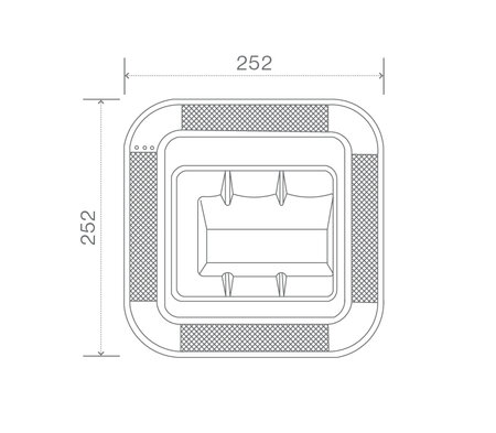 Technical Drawing: USSPA Divan Commercial Spa (252 x 252 x 81 cm) | © USSPA