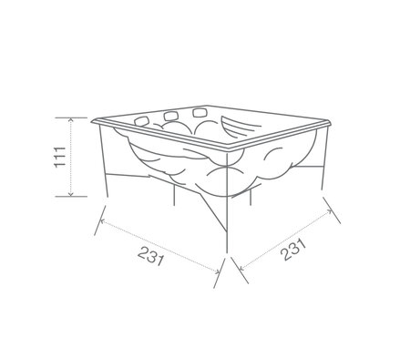 Technical Drawing: USSPA Master Commercial Spa (231 x 231 x 94 cm) | © USSPA