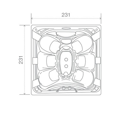 Technical Drawing: USSPA Master Commercial Spa (231 x 231 x 94 cm) | © USSPA
