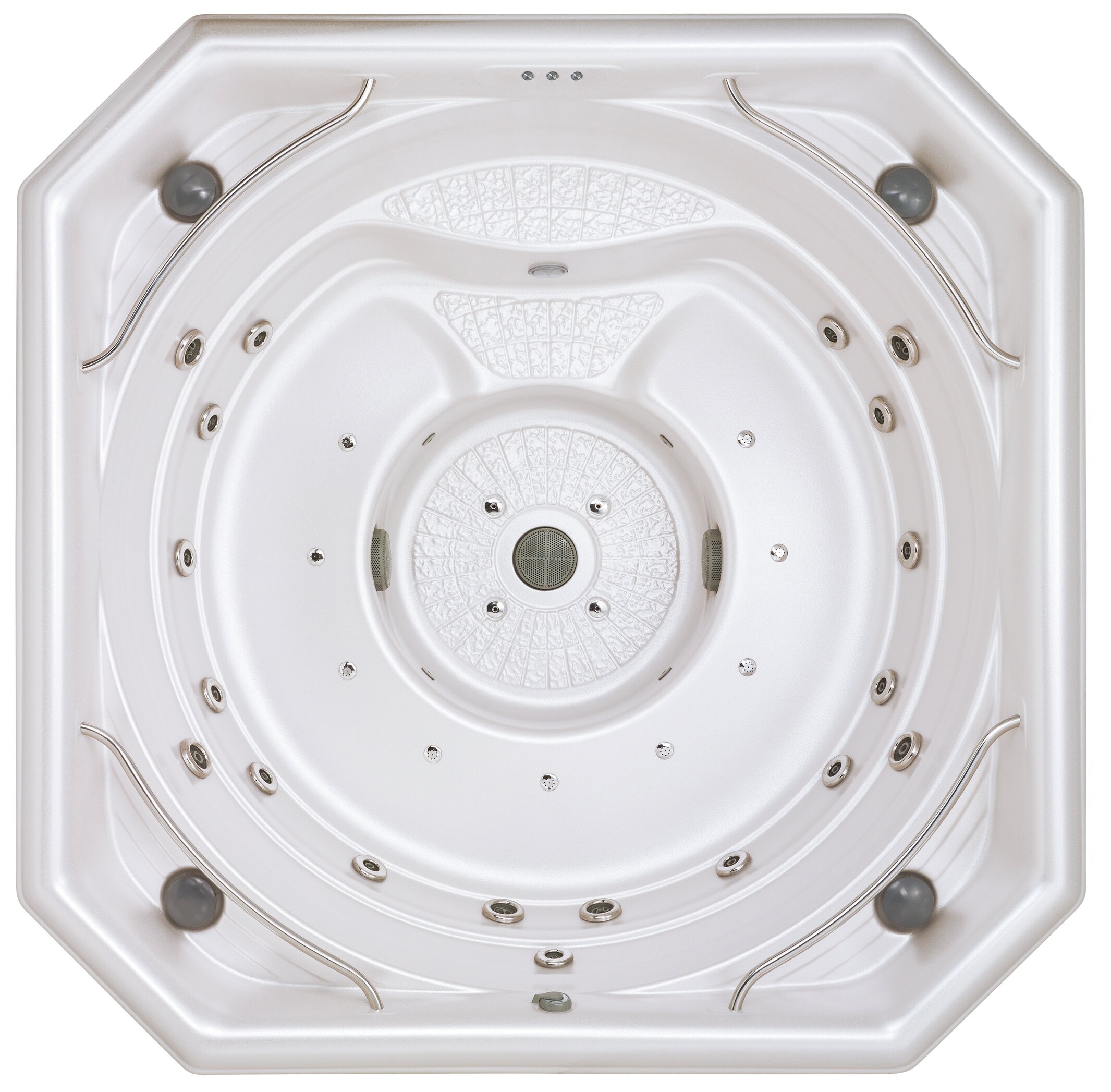 USSPA Rondo – compact indoor luxury spa with ergonomic design and cascade jets for targeted hydrotherapy.