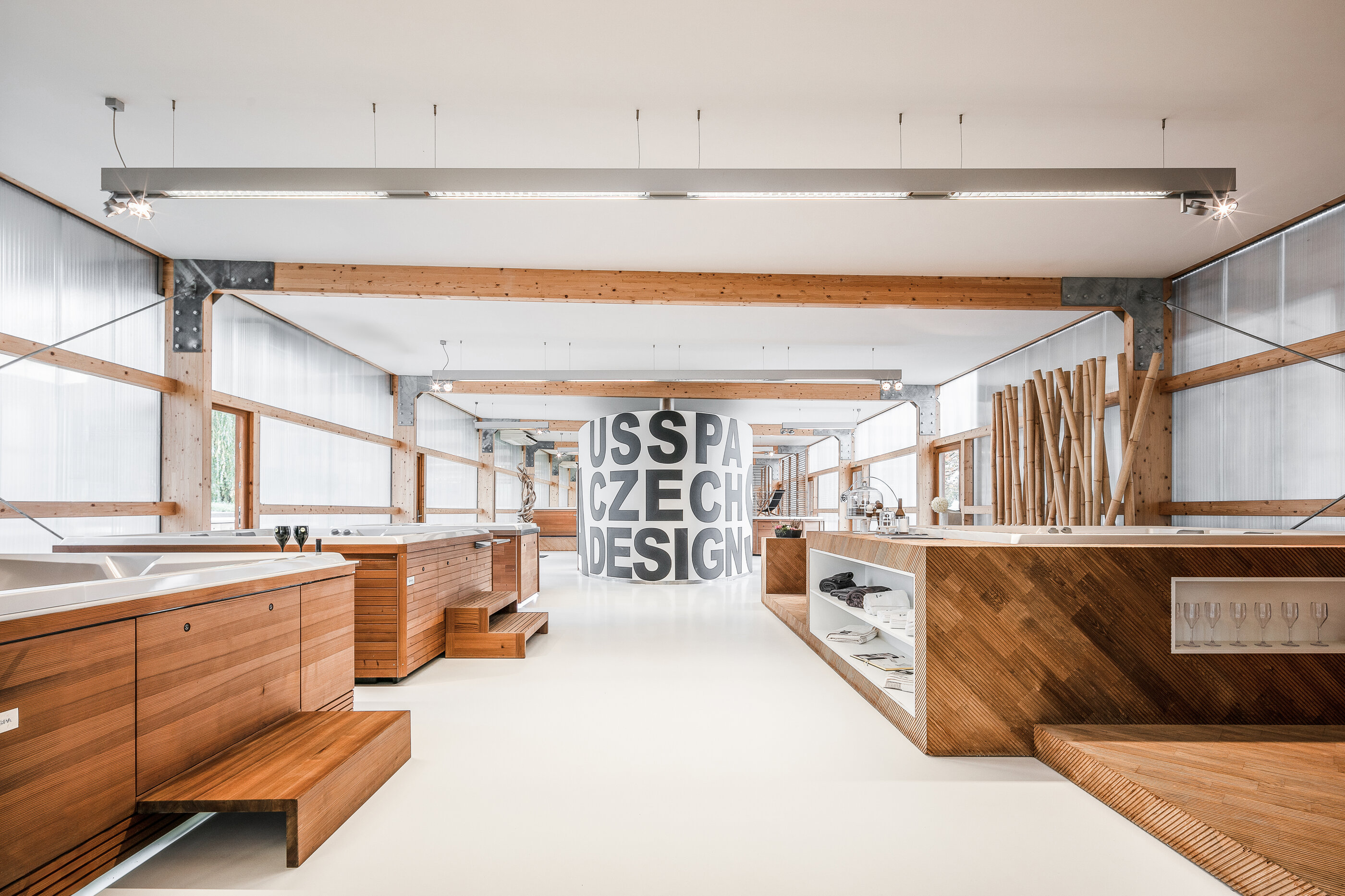 USSPA showroom Prague – Zeleneč, inspiration for home wellness, design, and a relaxing garden.