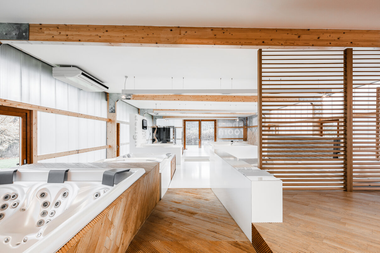 USSPA showroom Prague – Zeleneč, inspiration for home wellness, design, and a relaxing garden.