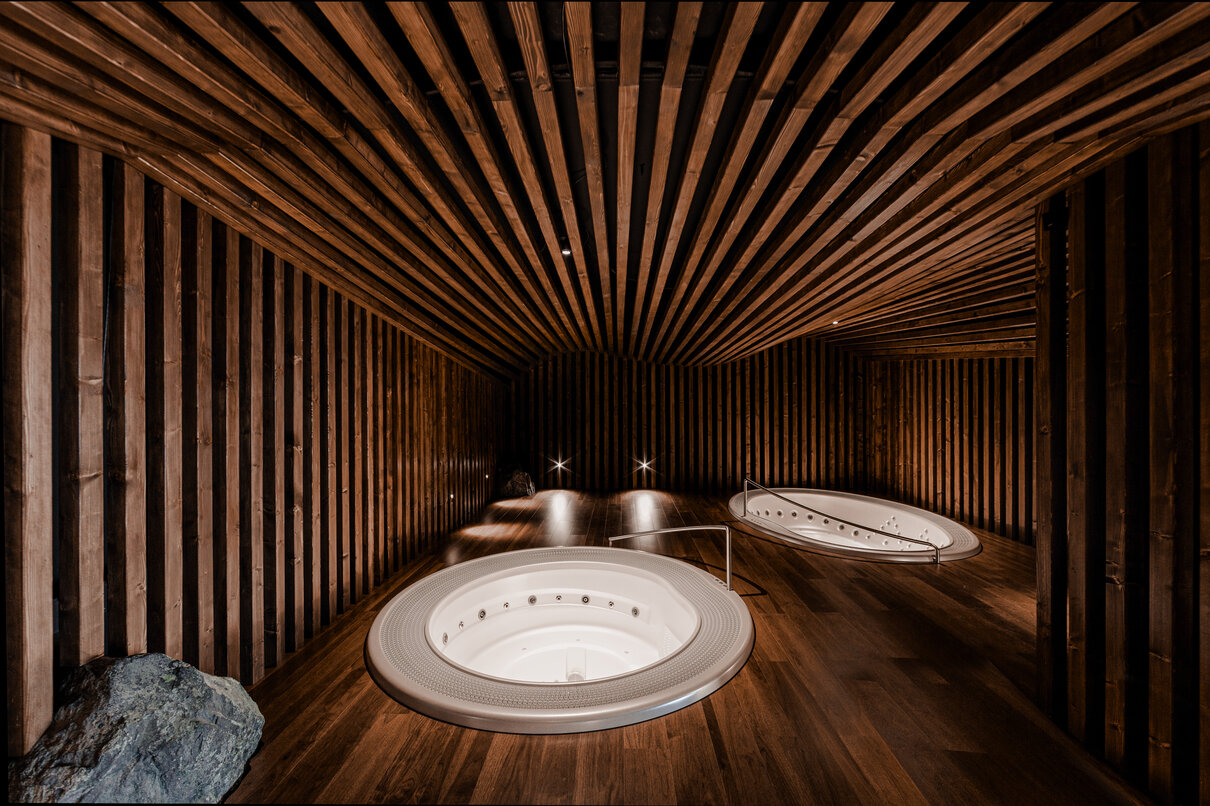 USSPA Prague showroom by Vrtiška & Žák, outdoor bathing zone, hot tubs and pools.