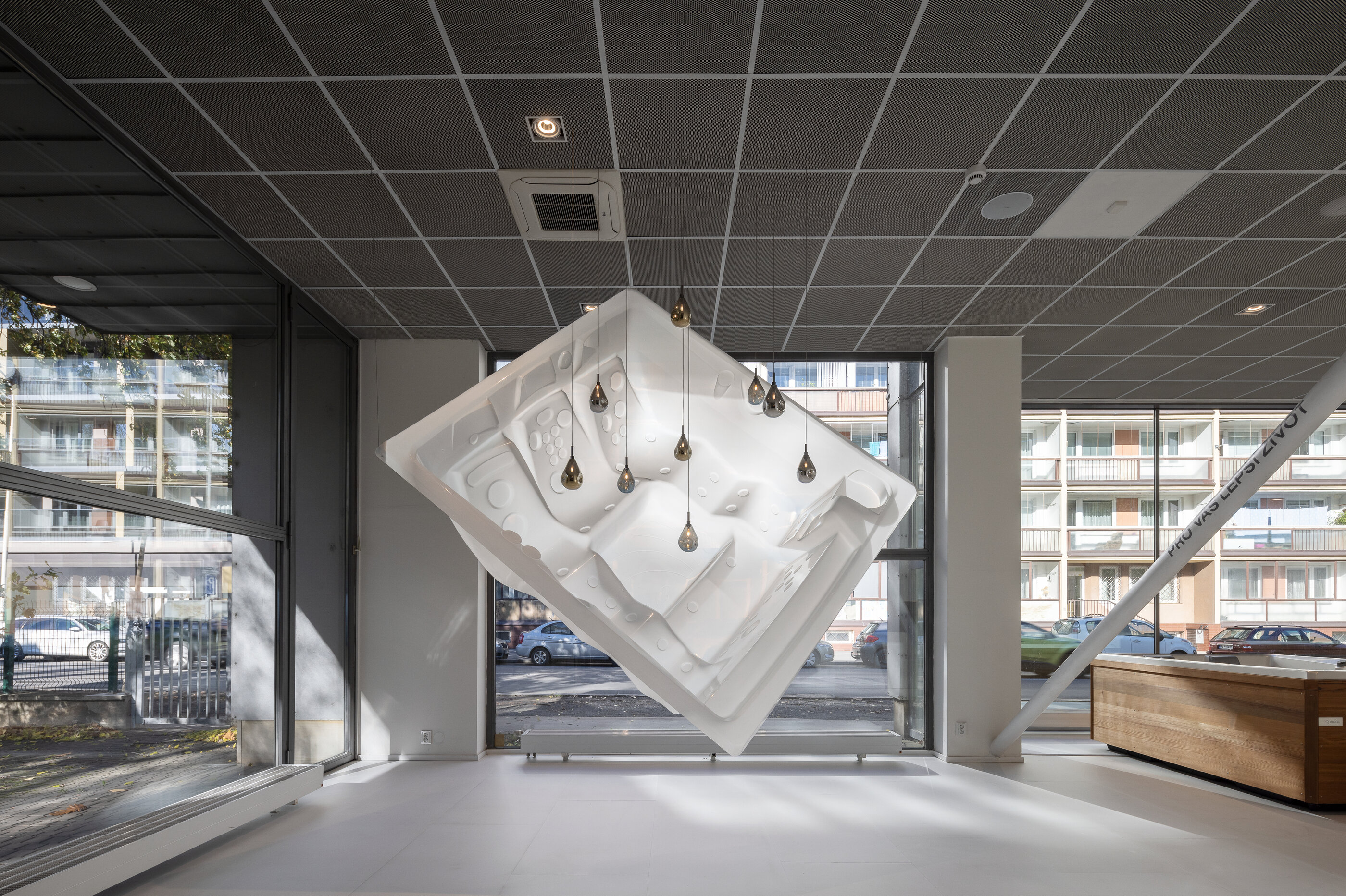 USSPA Prague showroom by Vrtiška & Žák, outdoor bathing zone, hot tubs and pools.