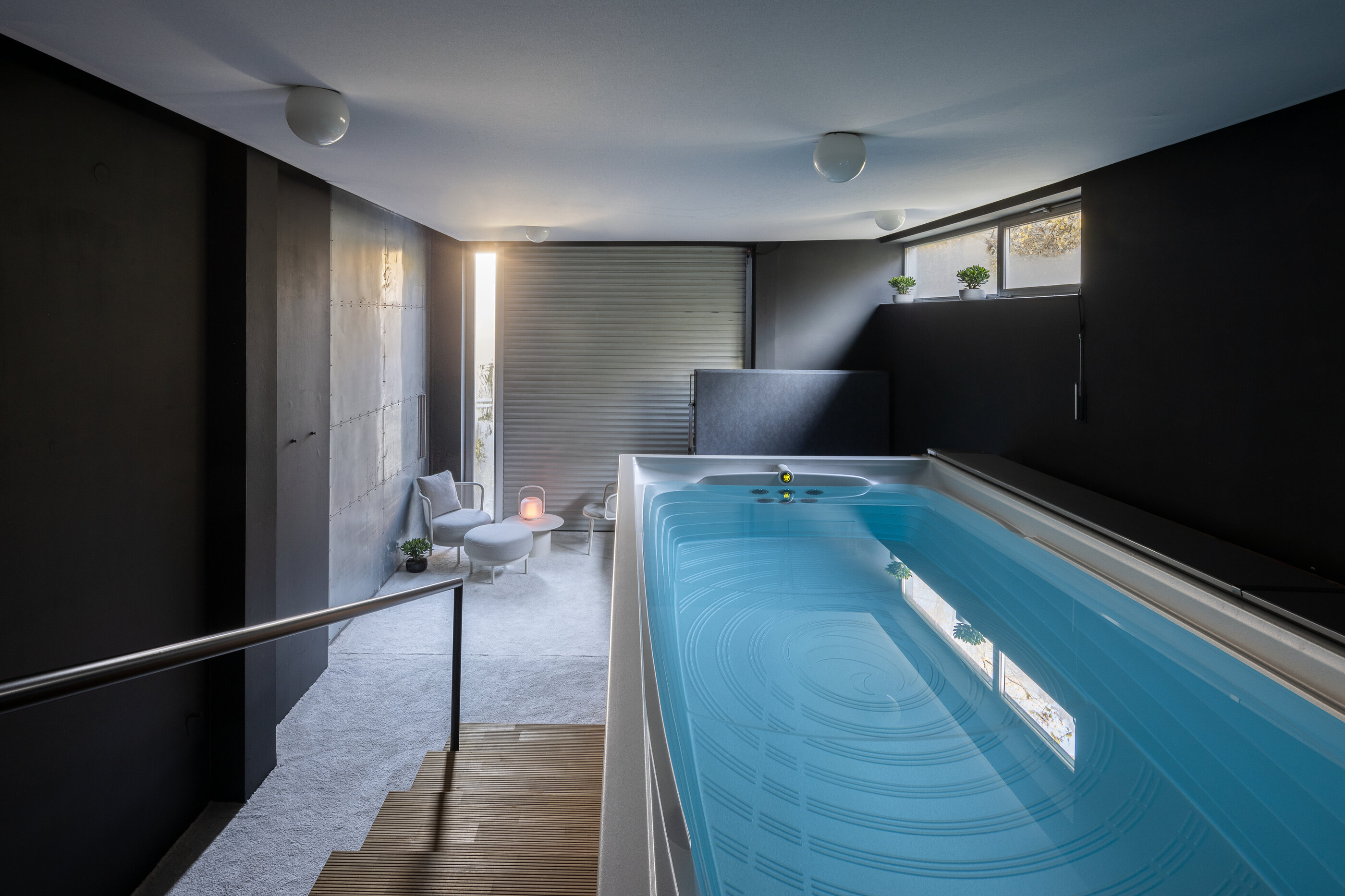 USSPA Prague showroom by Vrtiška & Žák, outdoor bathing zone, hot tubs and pools.