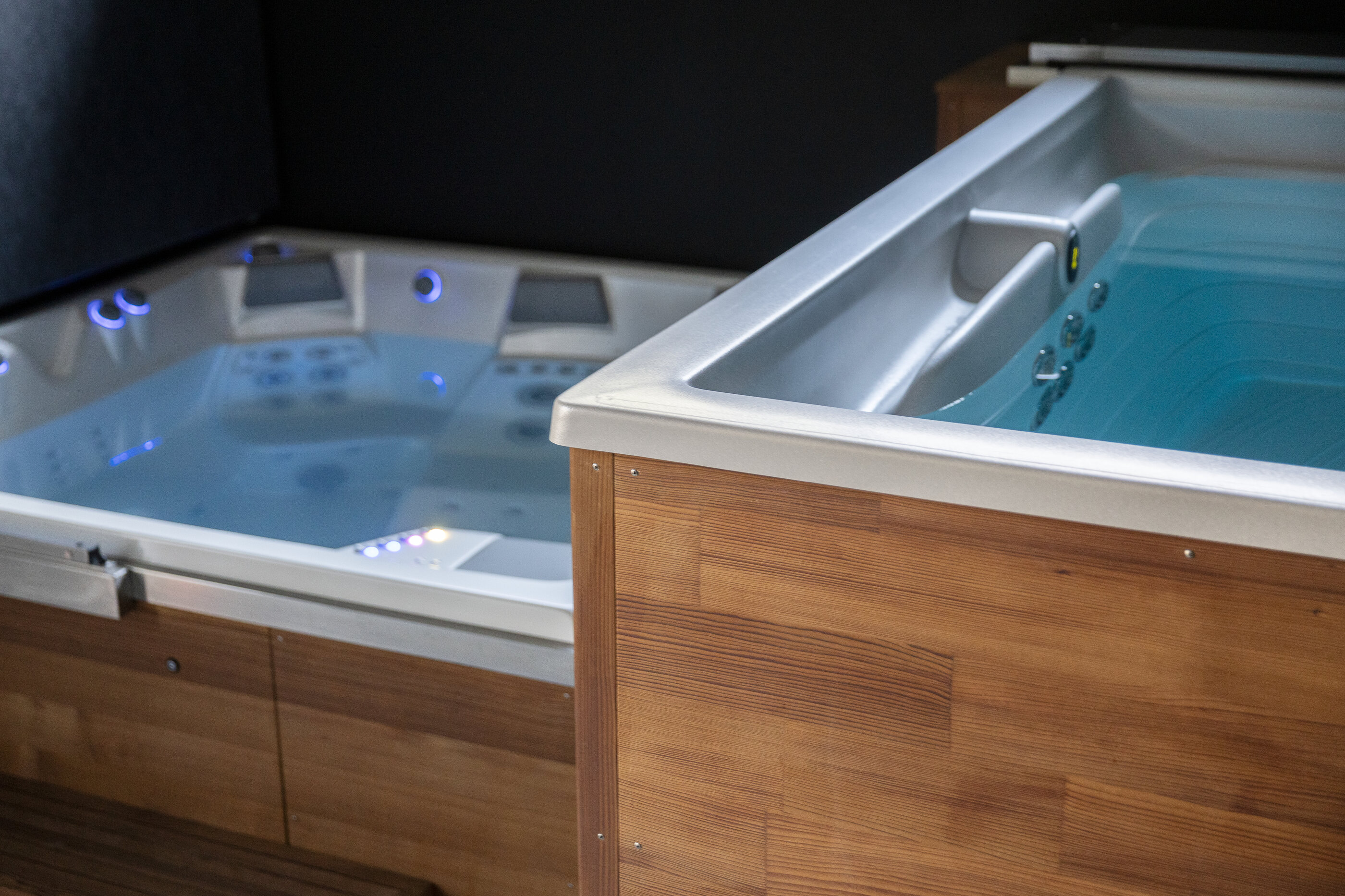 USSPA Prague showroom by Vrtiška & Žák, outdoor bathing zone, hot tubs and pools.