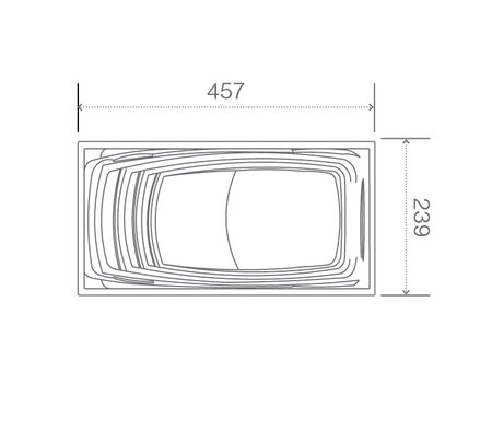 Technical Drawing: USSPA all-season pool Swim Spa M (457 x 239 x 124 cm) | © USSPA