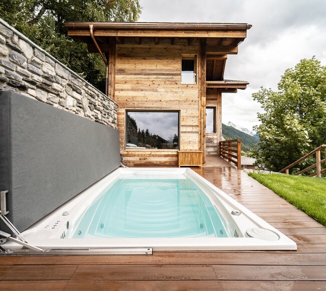 USSPA premium Czech year-round Swim Spa M pool as a design and functional element of your garden.