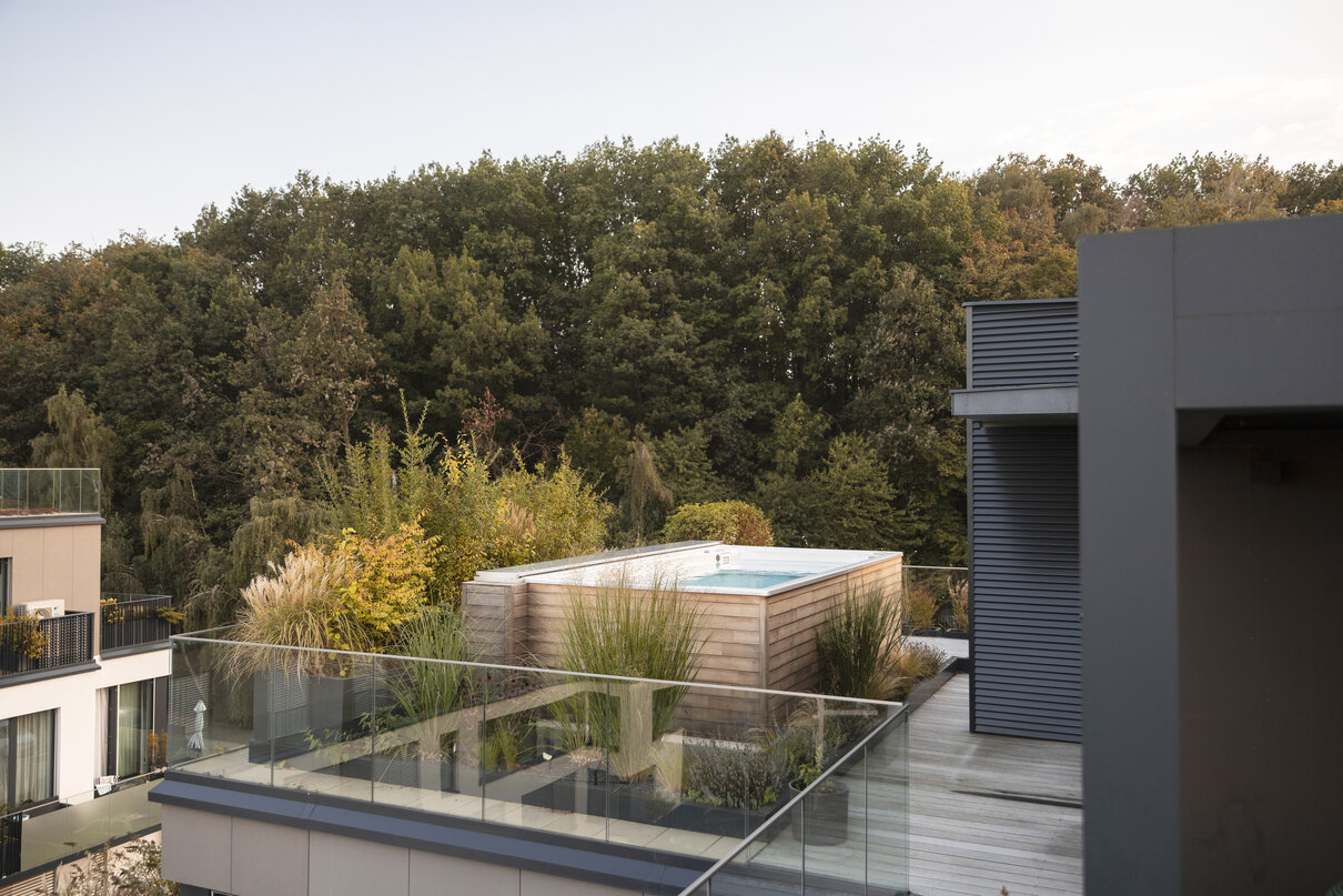 USSPA premium Czech year-round Swim Spa M pool as a design and functional element of your garden.