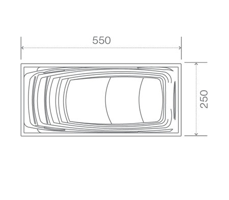 Technical Drawing: USSPA all-season pool Swim Spa XL (550 x 250 x 134 cm) | © USSPA