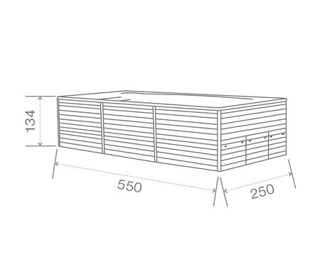 Technical Drawing: USSPA all-season pool Swim Spa XL (550 x 250 x 134 cm) | © USSPA