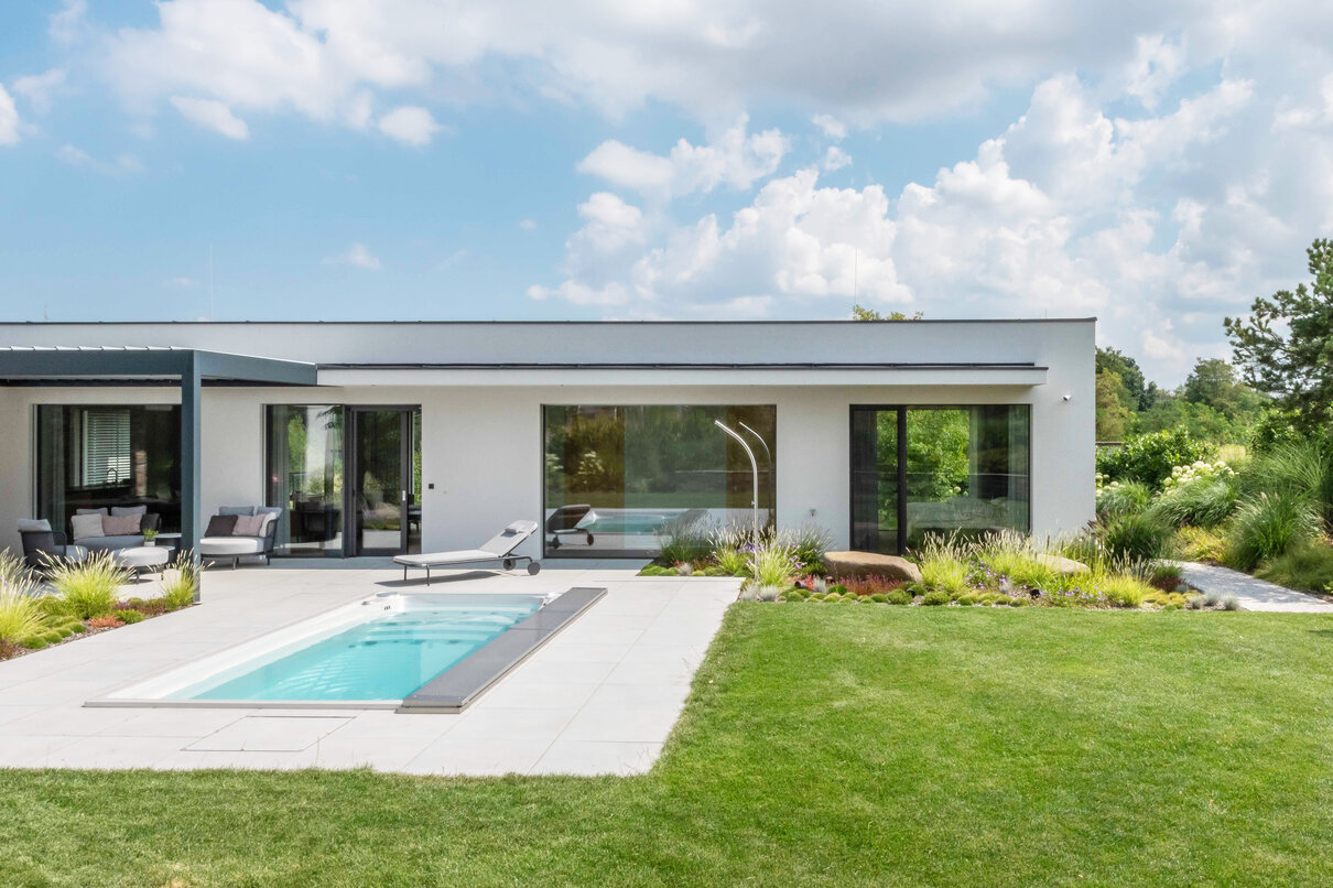 USSPA premium Czech year-round Swim Spa XL pool as a design and functional element of your garden.