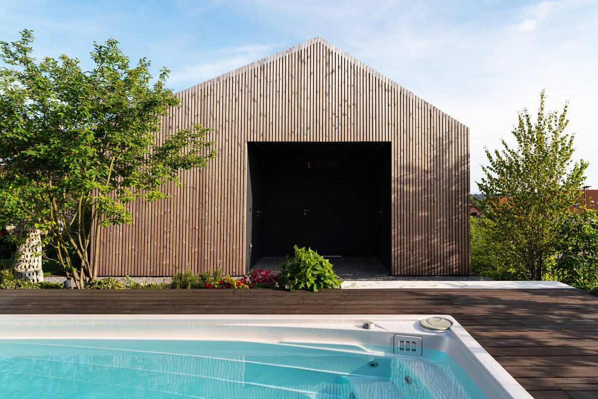 USSPA premium Czech year-round Swim Spa XL pool as a design and functional element of your garden.