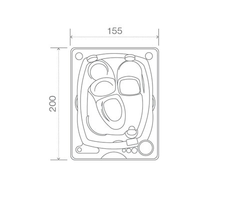 Technical drawing: USSPA privat spa Benjamin (155 x 200 x 76 cm) | © USSPA