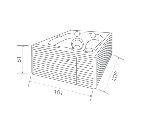 Technical drawing: USSPA privat spa Benjamin (155 x 200 x 76 cm) | © USSPA