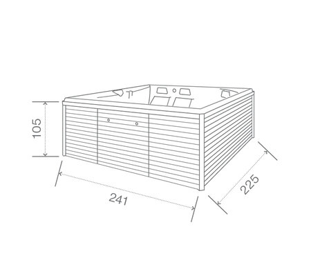 Technical drawing: USSPA privat spa Columba iN (219 x 235 x 97 cm) | © USSPA