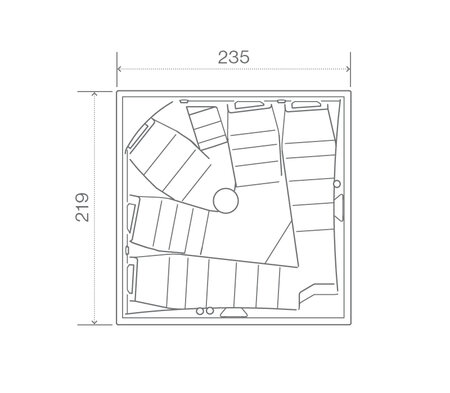 Tecnical drawing: USSPA privat spa Columba iN (219 x 235 x 97 cm) | © USSPA