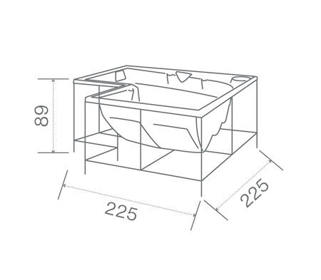 Tecnical Drawin: USSPA privat spa Combi iN (225 x 225 x 86 cm) | © USSPA