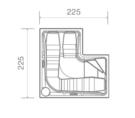 Tecnical Drawin: USSPA privat spa Combi iN (225 x 225 x 86 cm) | © USSPA