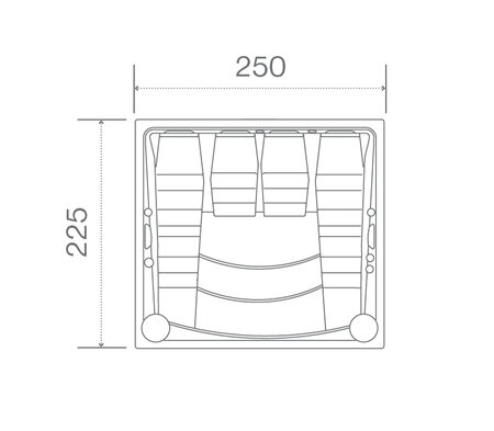 Tecnical Drawin: USSPA privat spa Lounge iN (250 x 225 x 105 cm) | © USSPA