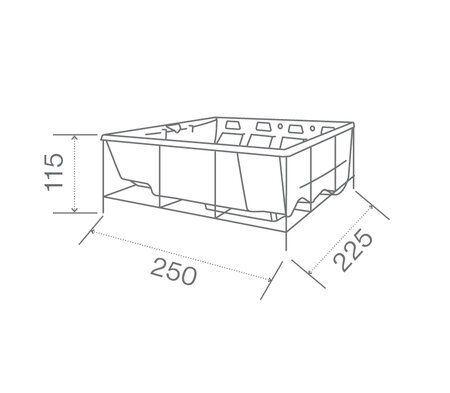 Tecnical Drawin: USSPA privat spa Lounge iN (250 x 225 x 105 cm) | © USSPA