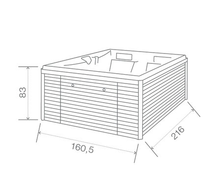 Tecnical Drawin: USSPA privat spa Lyra iN (154,5 x 210 x 78,5 cm) | © USSPA