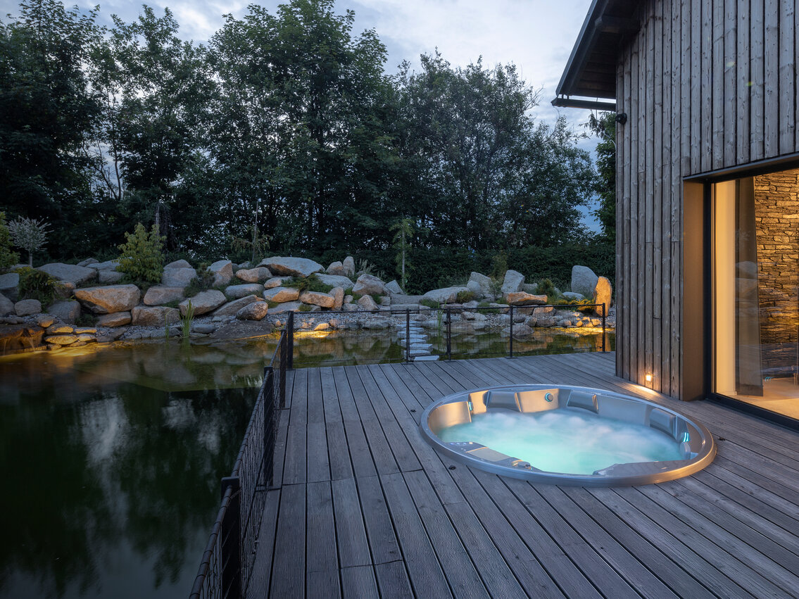 USSPA Orion iN spa on the terrace of the house with a pond - premium relaxation.
