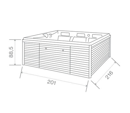 Tecnical Drawin: USSPA privat spa Persea iN (195 x 210 x 78,5 cm) | © USSPA